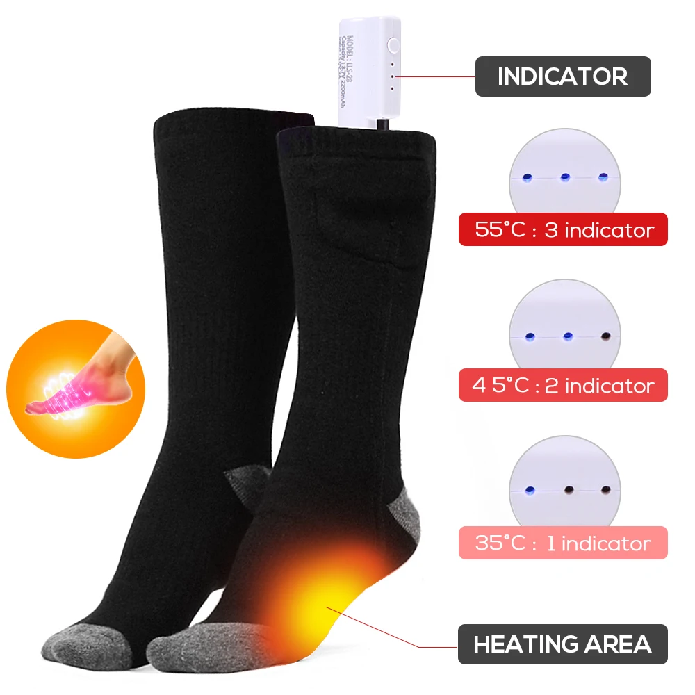 Теплые носки плотные теплые заряжаемые от аккумулятора зимние высокие без пятки