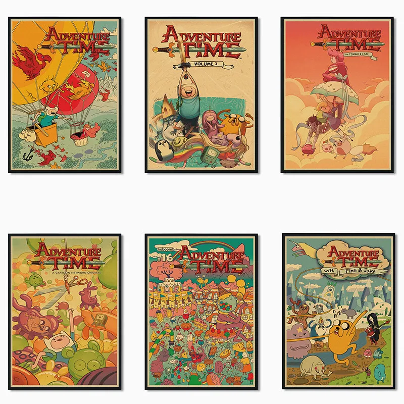 

Finn and Jake Classic Cartoon Movie Kraft Paper Poster Bar Cafe Living Room Dining room Child room