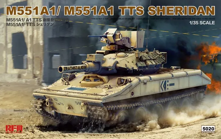 

Rye Field RM-5020 1/35 U S M551A1/551A1 TTS Sheridan Tank Display Collectible Toy Plastic Assembly Building Model Kit