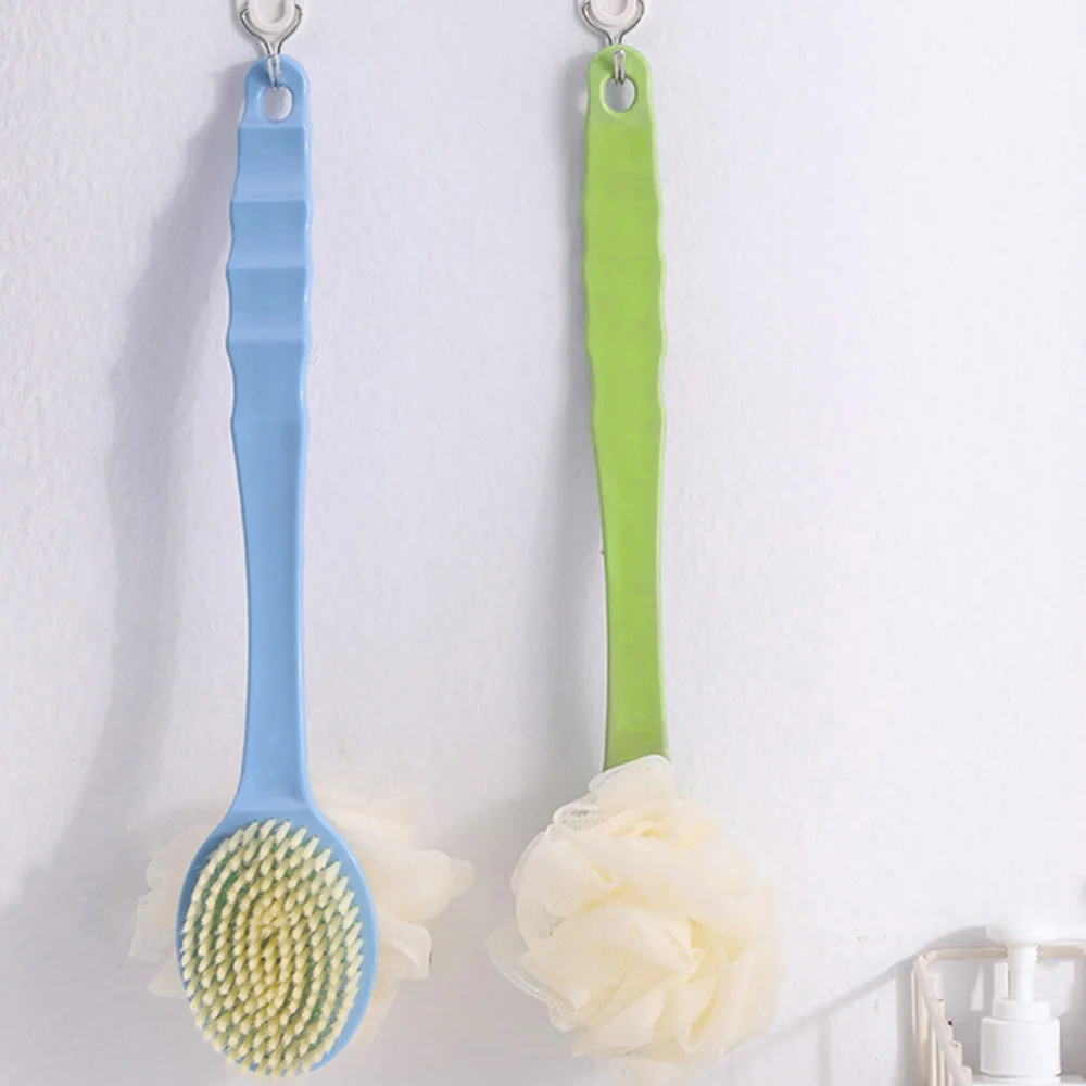 

3Pcs Long Handle Bath Brush Hair Double Sided Bath Brush Multifunction Bath Flower and Scrub Brush Shower Back Scrubber(Pin
