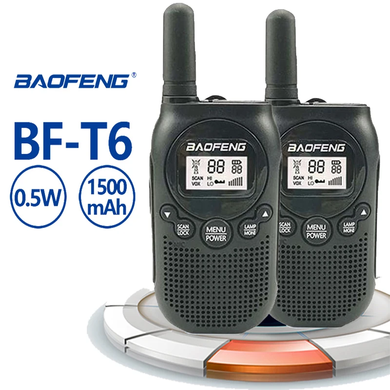 Комплект из 2 предметов новинка Baofeng T6 мини иди и болтай Walkie Talkie “иди 0 5 Вт 1500 мА/ч