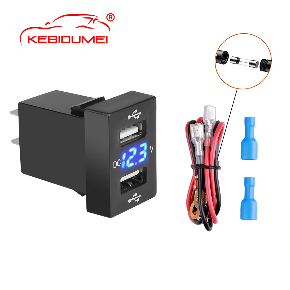 

Автомобильное зарядное устройство Kebidumei с двумя USB-портами 2,1 А, 12-24 В, рекламный светодиодный USB автомобильный адаптер питания, зарядное устройство для автомобилей серии Toyota