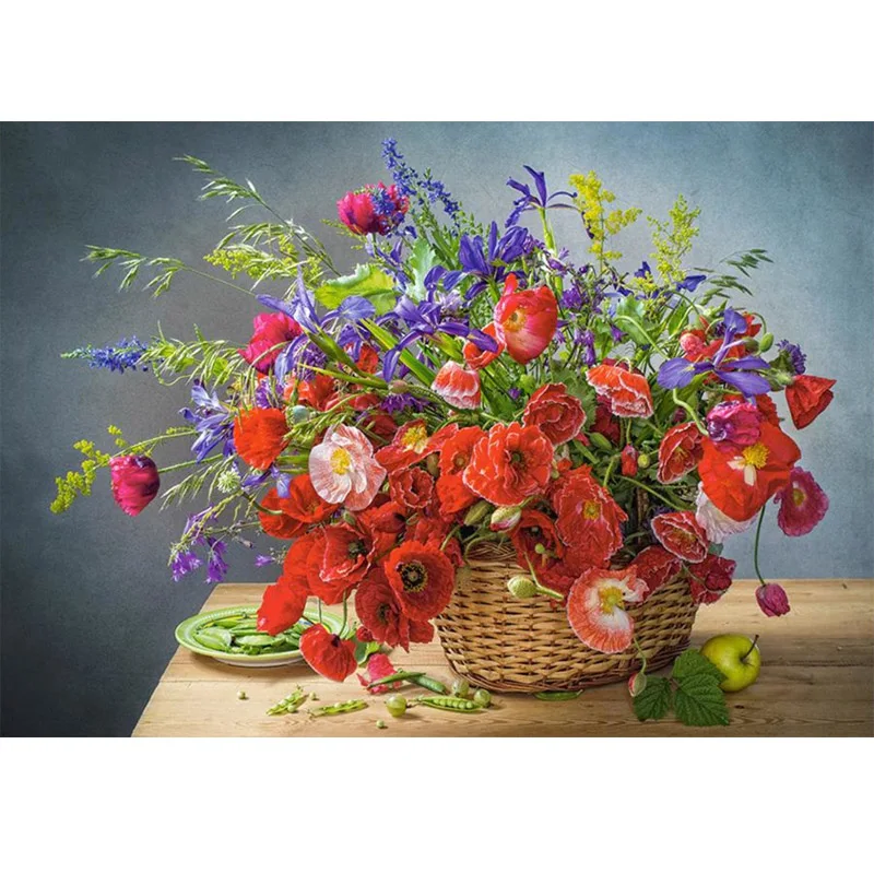 

Bouquet with Poppies 5D Diy Diamond Painting Flowers Full Diamond Embroidery Rhinestones Pictures Canvas Wall Art Decor Gift