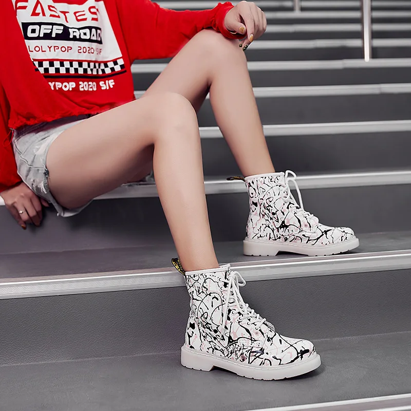 Ботинки martin женские осенне-зимние ботинки из коровьей кожи на плоской подошве с