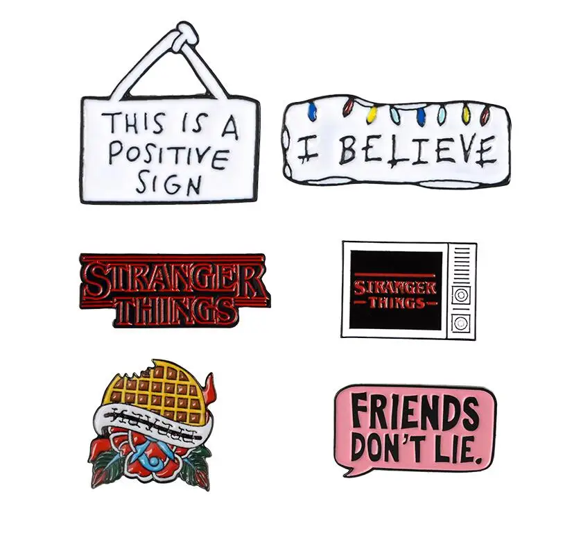 

New “STANGER THINGS” era TV brooch fun wild cartoon logo brooch fashion personality backpack gothic badge