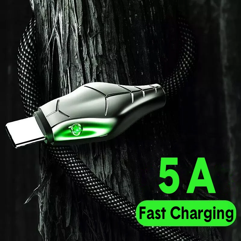 QIXTWO 5A под змеиную кожу Телефонный кабель Micro Тип USB C для быстрой зарядки Type Android