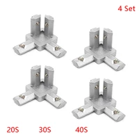 48 set black and silver all series 3 way end corner bracket connector with screws for standard t slot aluminum extrusion