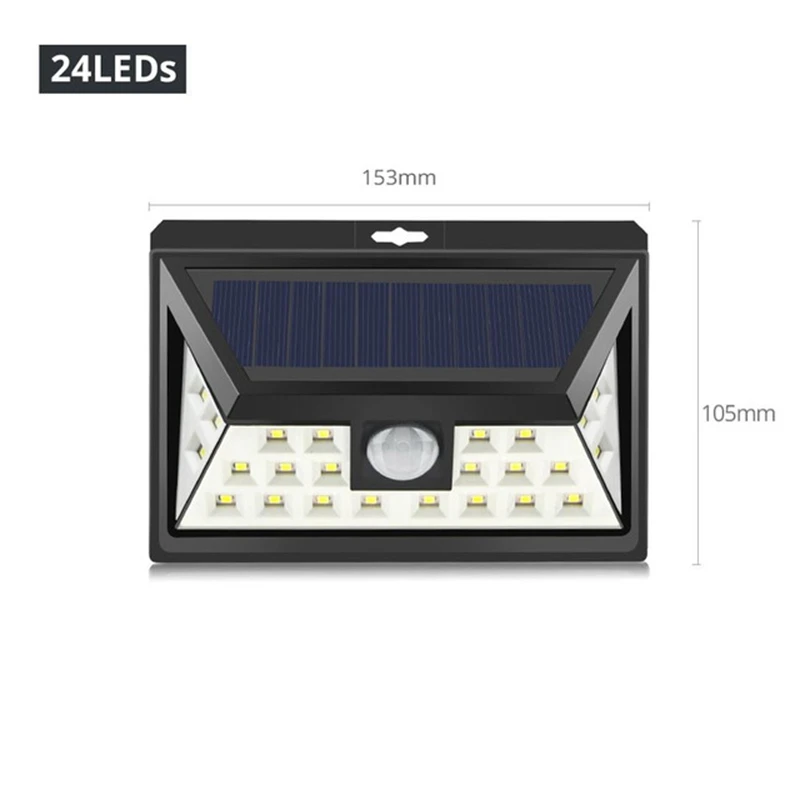 24 LEDs Светодиодный уличный фонарь на солнечной батарее умный датчик движения ночник для наружного двора дорожка садовое освещение Солнечная энергия Плаза настенный светильник - Испускаемый цвет: 24 LEDs