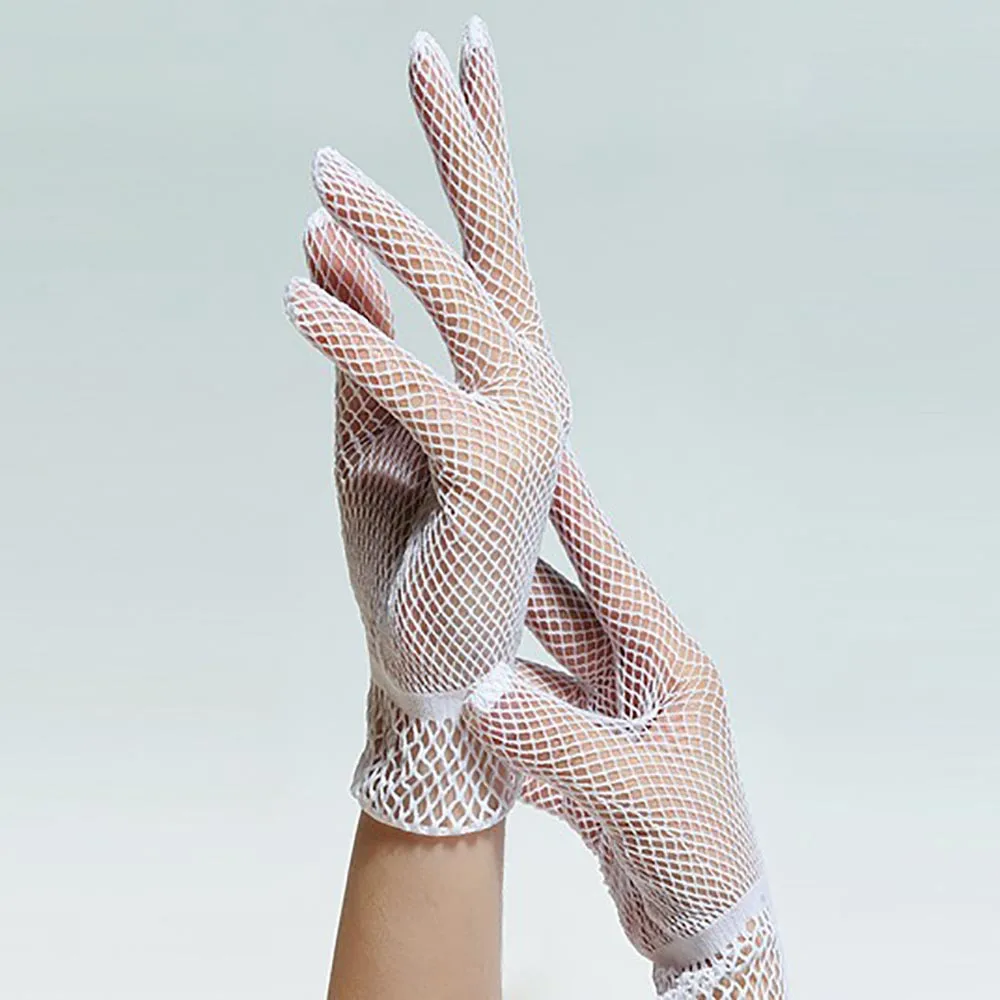

Fashion Sailor Dance Long Fingerless Womens Sexy Lace Gloves Ladies Half Finger Fishnet Gloves Heated Mesh Mitten Handschoenen