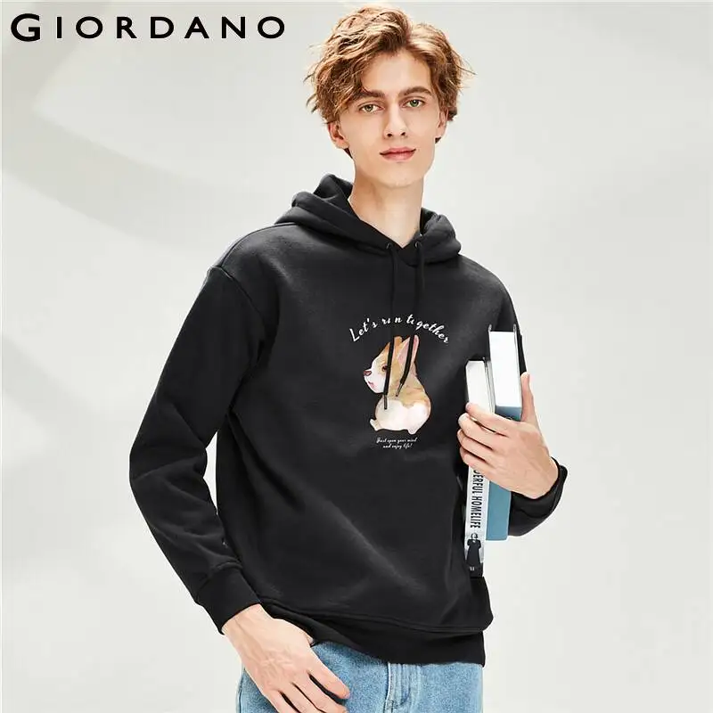 Мужские толстовки Giordano с принтом корги однотонная толстовка ребристыми