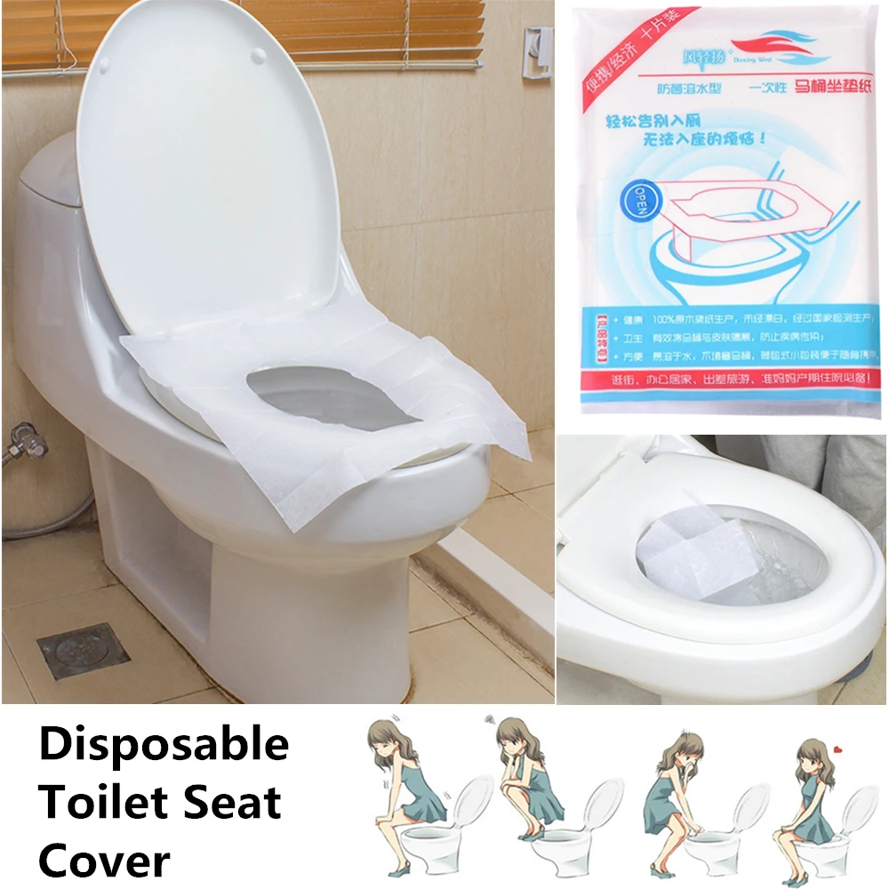 10 шт. одноразовое покрытие на сиденье унитаза коврик Водонепроницаемая бумажная