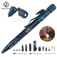 outdoor survival tactical pen emergency glass breaker self defense flashlight portable multi function screwdriver edc tool