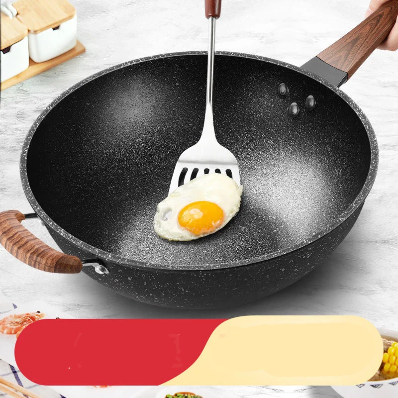 

Maifan Stone Wok Non-stick Pan Pan Without Oily Smoke Cooking Pot Induction Cooker Gas Cooker Household Iron Pan Non Stick Pan