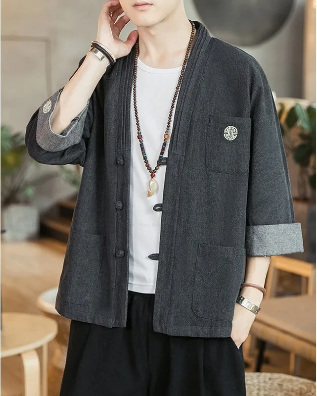 Японский Стиль кимоно Haori самурая халаты в китайском стиле ханьфу кардиган