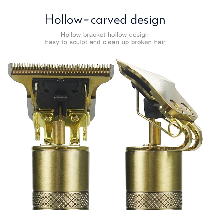 

Golden Men's Hair Clipper T9 Professional Beard Trimmer Barber Cordless Zero Gapped Haircut Machine USB Grooming Engraving Mower