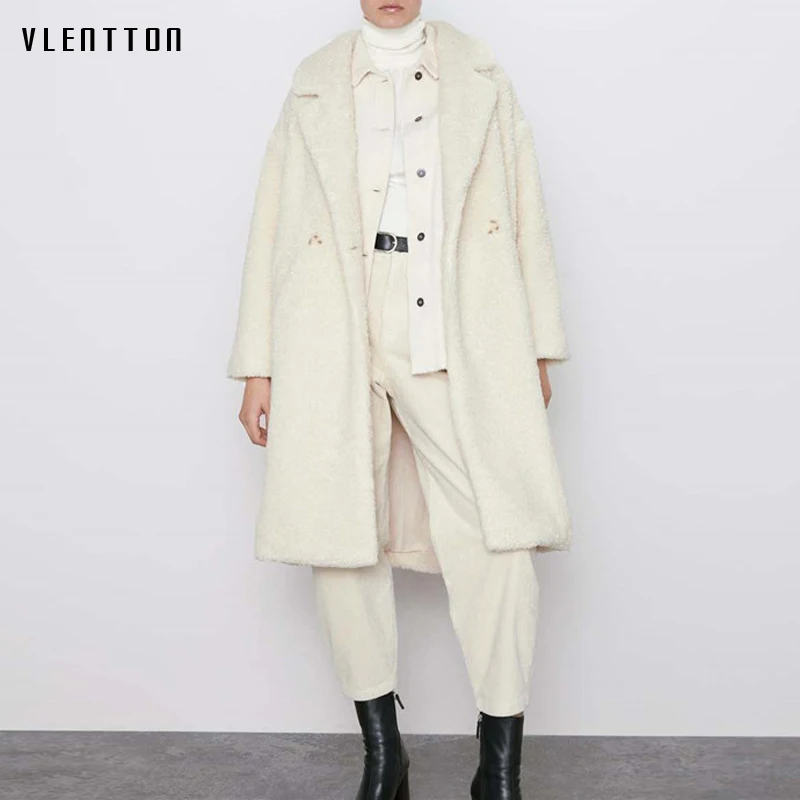 Осень зима 2020 плотное теплое пальто из искусственного меха ягненка Женская