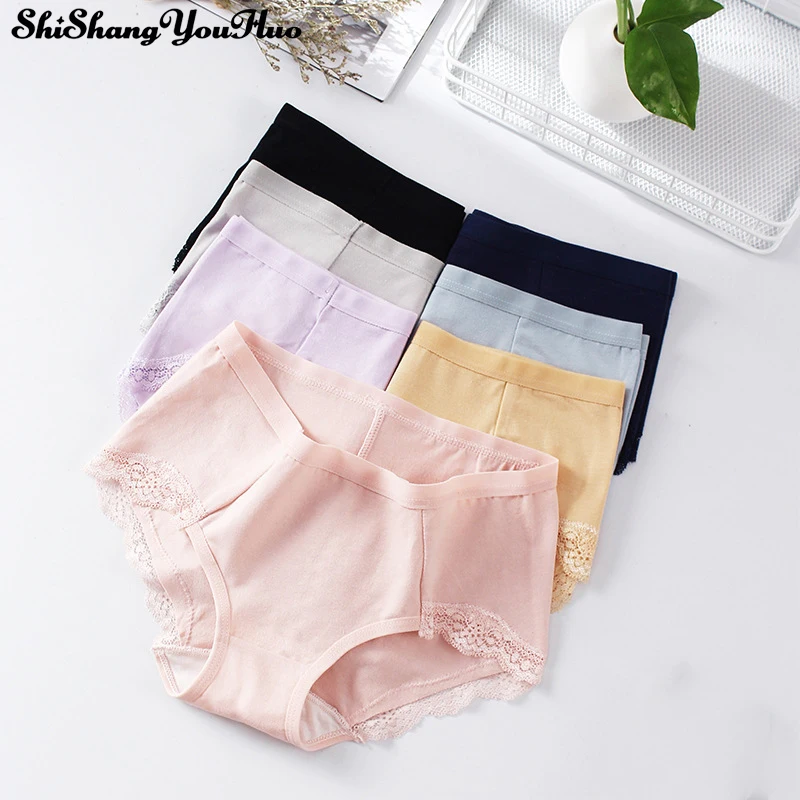 Японское хлопковое нижнее белье женские трусы кружевные трусики со средней