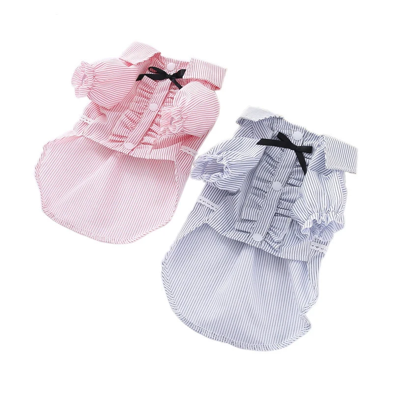 Рубашка для отдыха в полоску собак одежда йорков летняя приталенная рубашка