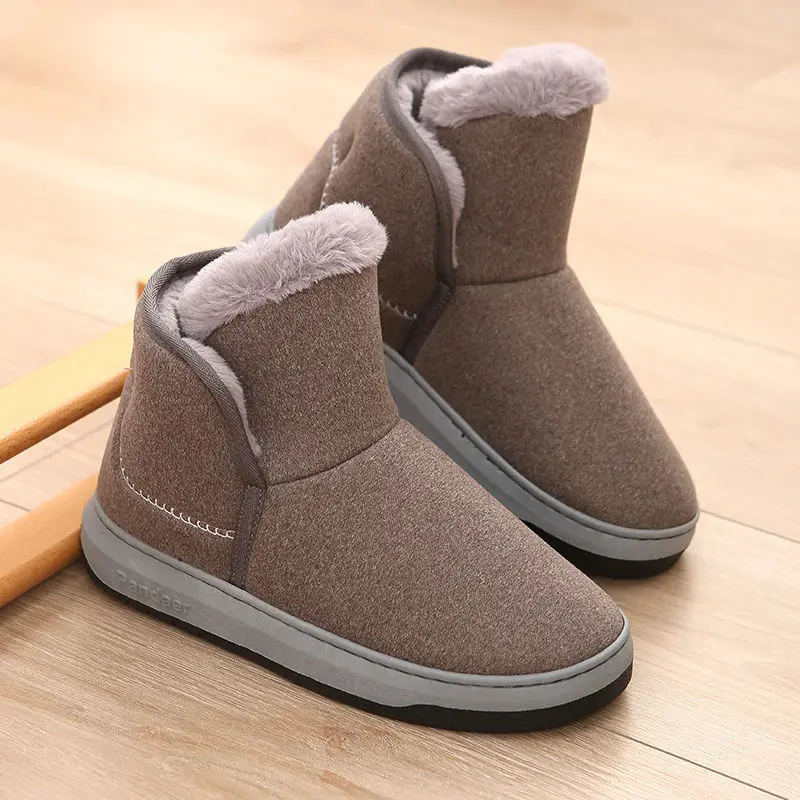 

Зимние хлопковые тапочки для мужчин, бархатные толстые теплые хлопковые туфли, высокие Нескользящие мужские Тапочки