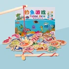 Деревянные магнитные рыболовные игрушки Монтессори для детей мультяшная Морская жизнь познавательные игры для рыб Обучающие интерактивные для родителей и детей