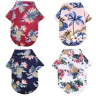 Летняя одежда для собак, гавайская пляжная рубашка для лагеря, Женская Цветочная футболка, мягкий жилет с принтом кокосового дерева