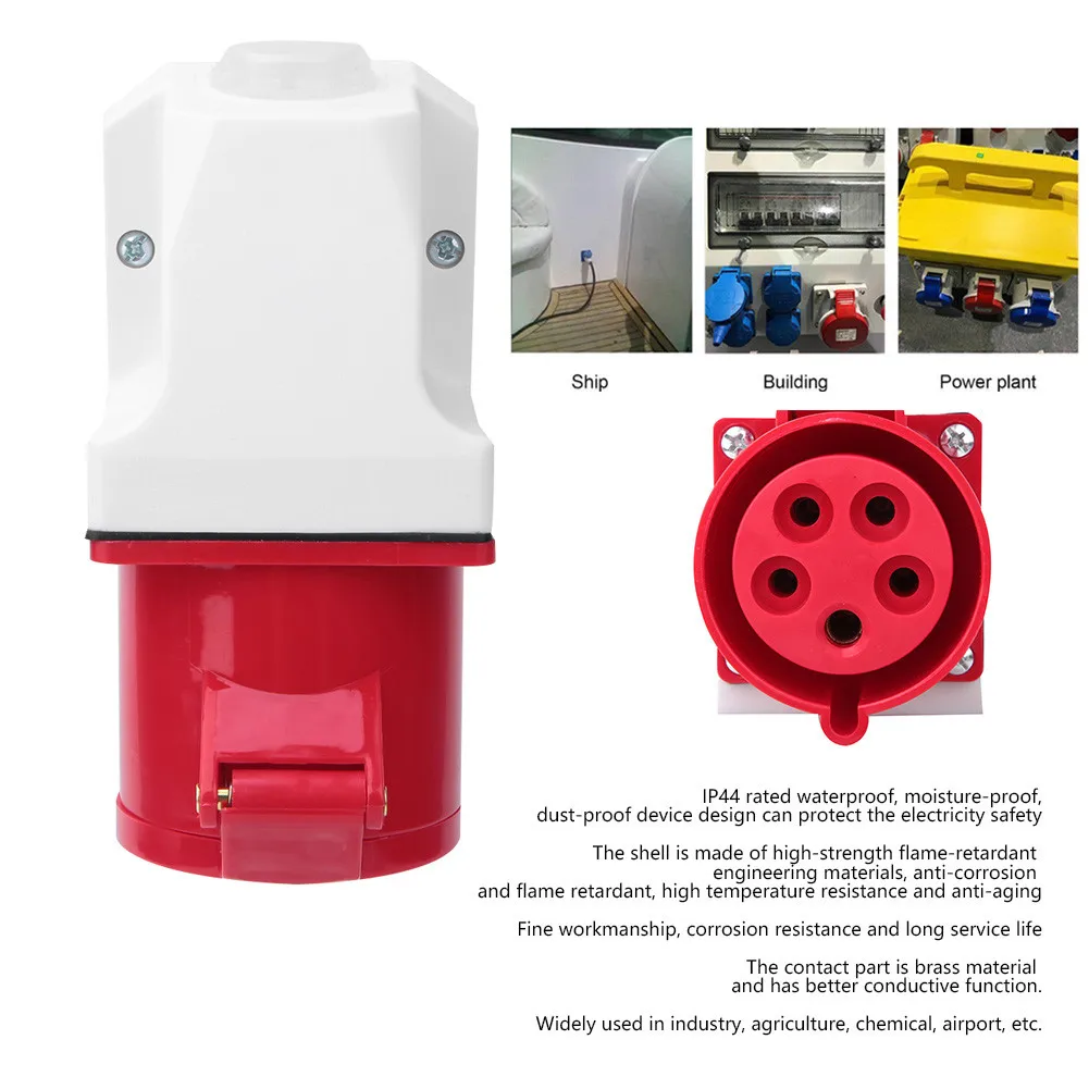 

Parts Industrial Waterproof Plug Red + White Replacement 3 PHASE 32AMP 380-415V