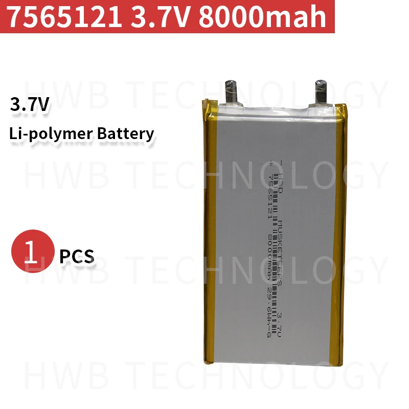 8000mAh 7565121 3,7 V литий-полимерная lipo батарея перезаряжаемая литий-ионная батарея для электронной книги gps psp DVD power bank Tablet PC