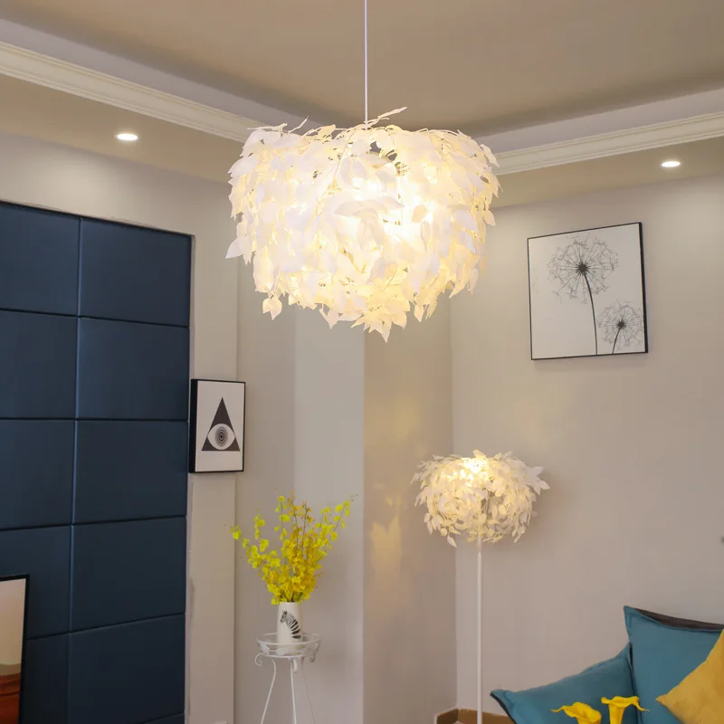 Nordic Bedroom Pendant Light Fixtures Romantic Leaves Creative Personality Hanging Lamp Bar Living Dining Room | Освещение