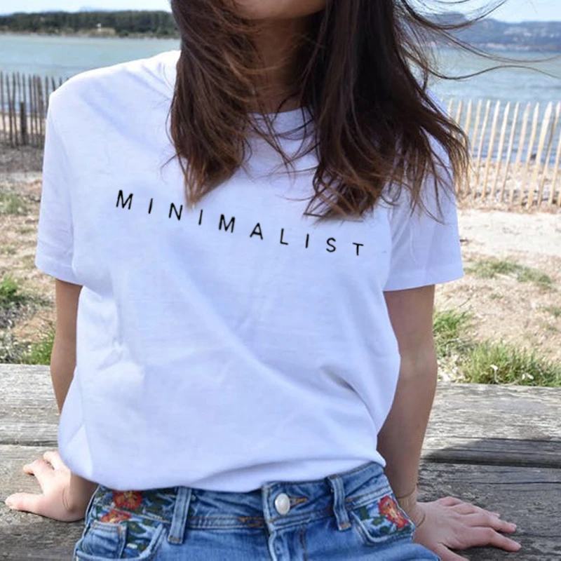 Минималистичная Футболка женская 2020 лето новая черная белая футболка Tumblr Топ