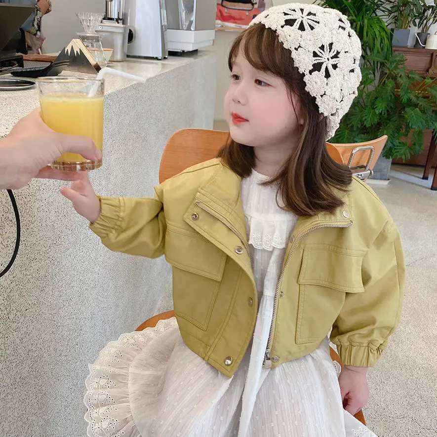 

Children's 2021 New Spring Jackets Girls Korean Style Leather Jackets Baby Fashion Spring Short Jackets