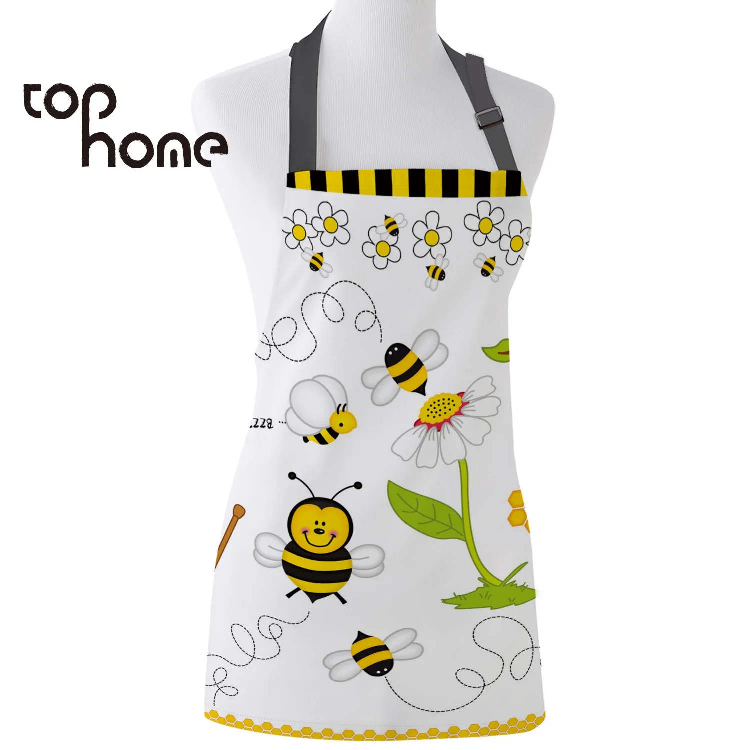 Tophome Кухонный Фартук с принтом пчелы из мультфильма регулируемые фартуки