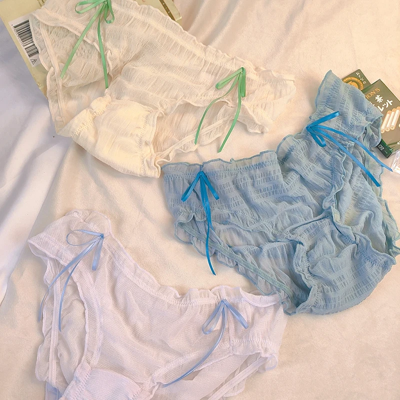 

Нижнее белье женское из газовой ткани с бантом и японской шелковой лентой