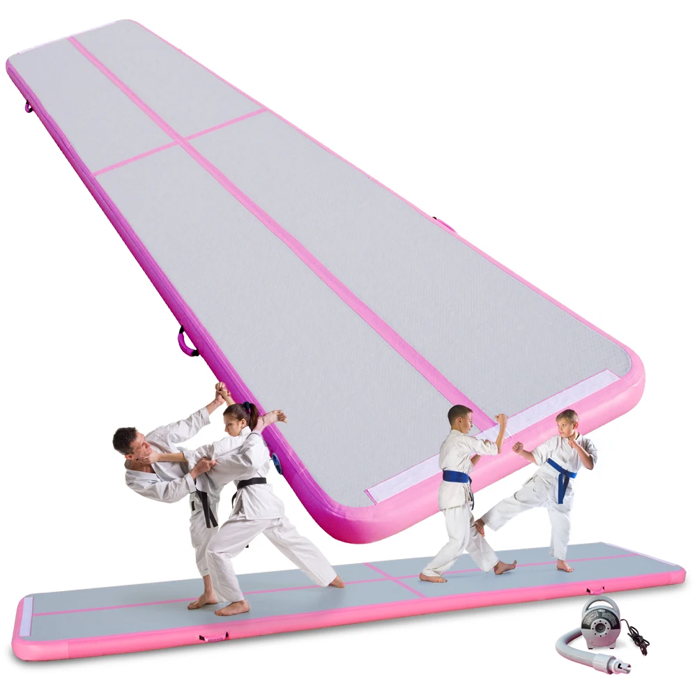Спортивный коврик 300*100*10 см розовый цвет надувной воздушный трек с насосом для