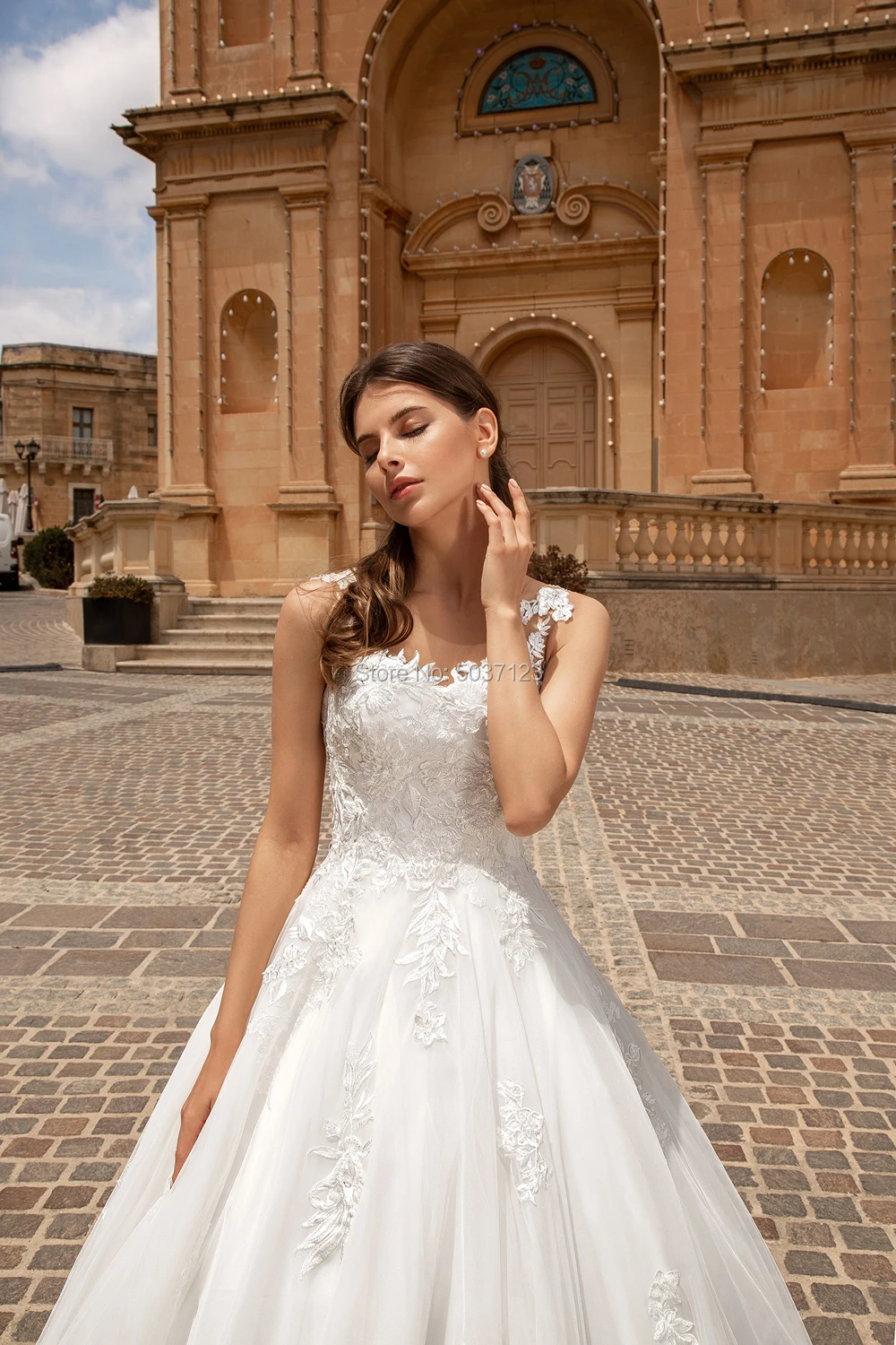 Бальное платье Свадебные платья с круглым вырезом без рукавов Vestido De Noiva Кружева