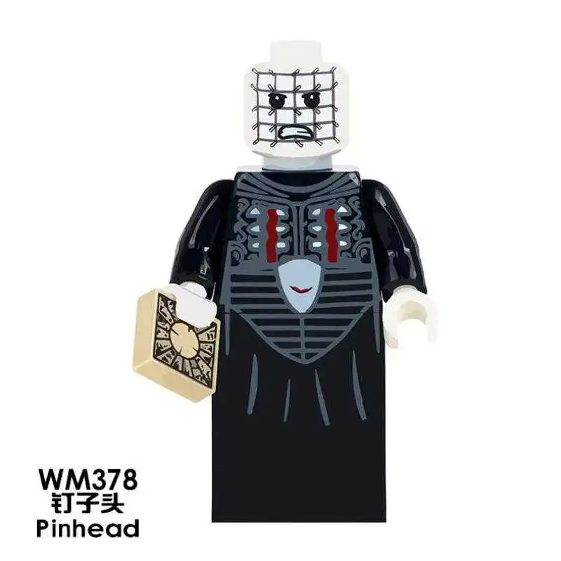 Pinhead Одиночная распродажа, набор колец из фильма ужасов, Billy Freedy Jeepers, криперы, Leatherface, комедия, строительные блоки, комплекты кирпичей, игрушки - Цвет: Pinhead