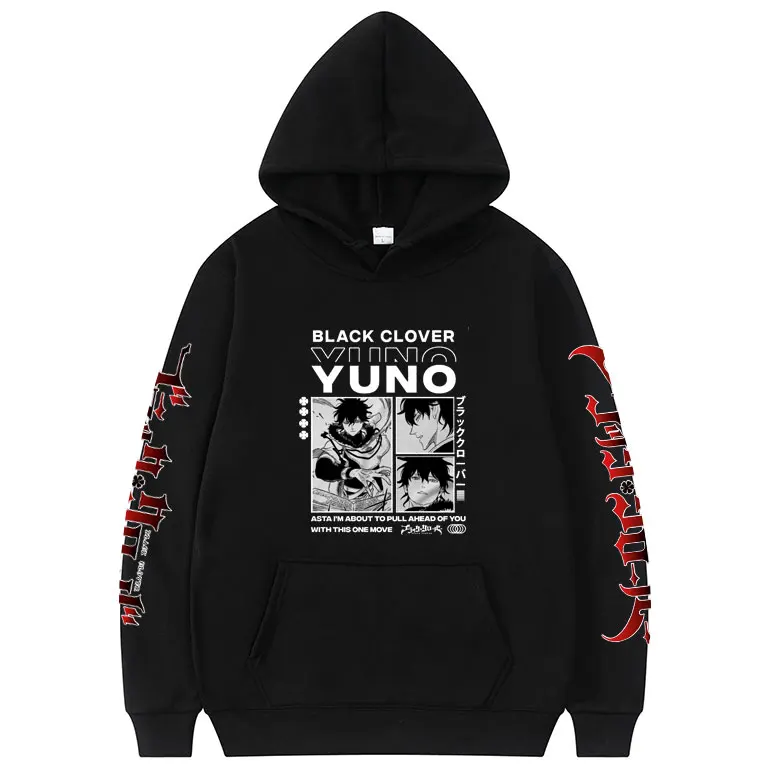 

Autumn Winter Unisex Yuno Grinbellor Sweatshirt Tops Japanese Black Clover Anime Graphics Print Hoodie Men Women Fashion Hoodies