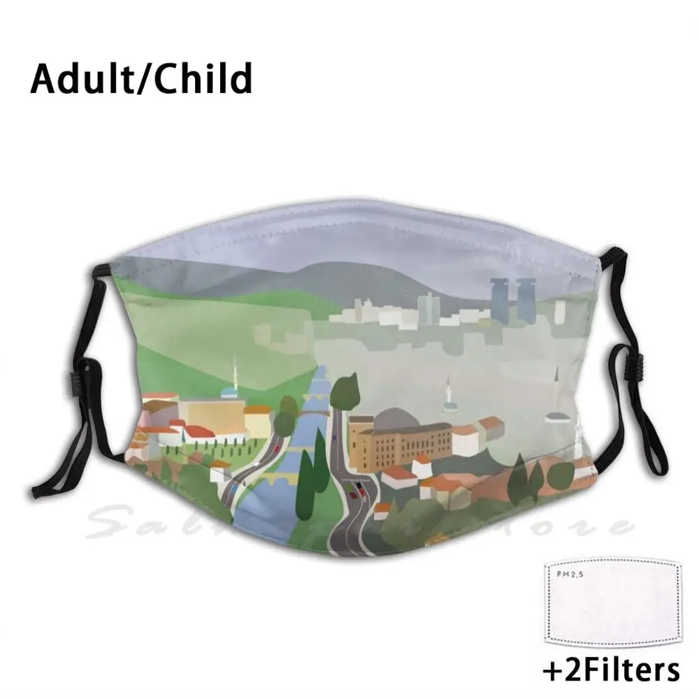 Маска Сараево город Босна и херцеговина река городская цветная | Аксессуары для