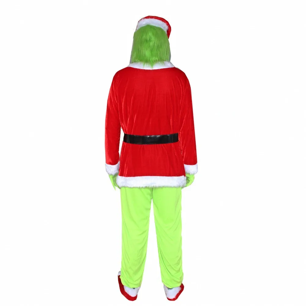 Новый костюм Санта-Клауса Рождественский комплект для взрослых с поясом шапкой