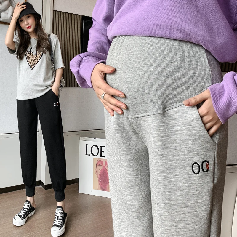 2022 Sports Casual Pants Belly Elastic Waist Maternity Pants Pregnant Clothes for Pregnant Women Maternity Harem Pants Spring
