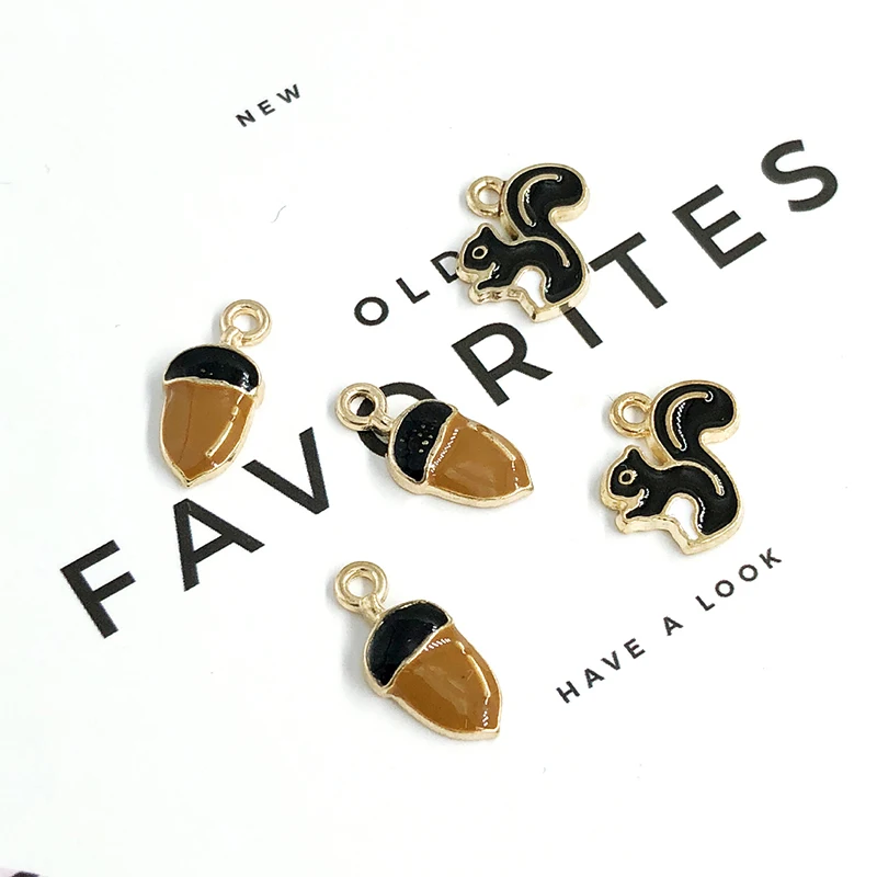 10 шт. капли масла Белочка кедровые орехи Подвески эмалевый Сплав Fit серьги