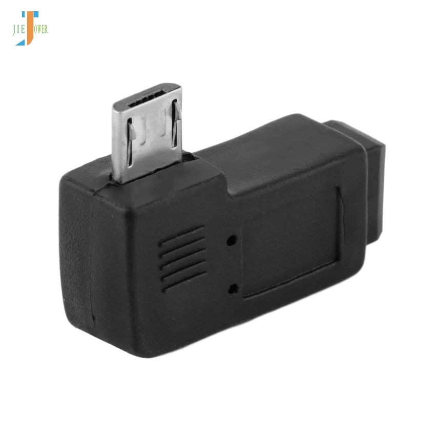 Переходник USB2.0 Mini с 5 контактами Мама на Micro USB папа прямоугольный разъем черный 90