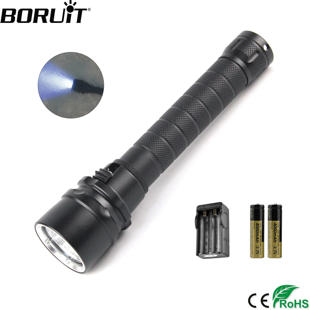 

BORUiT S1 LED Scuba Diving Purple Light Flashlight High Power 3*XM-L2 3000LM Ultraviolet Torch 100m Underwater Lantern