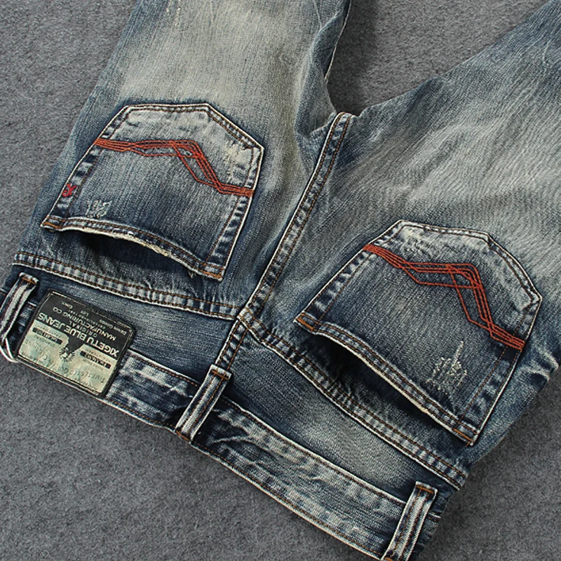 Модные мужские джинсы в итальянском стиле высококачественные облегающие рваные