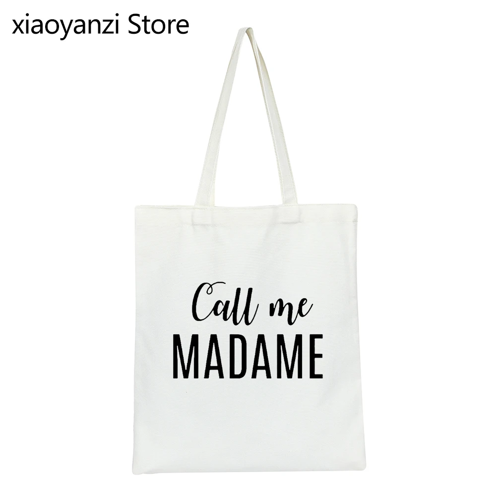 

Женская Наплечная Сумка Call me мадам, повседневные забавные холщовые сумочки для женщин, хипстерская Экологически чистая многоразовая сумка ...