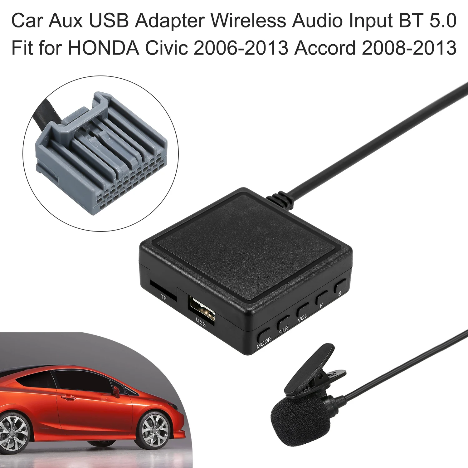 

Car Aux USB Adapter Wireless Audio Input BT 5.0 Fit for HONDA Civic 2006-2013 Accord 2008-2013 Car Accessories
