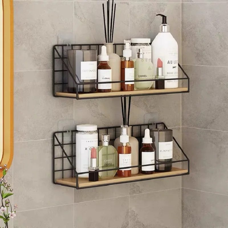 woodeniron wall shelf organizer holder kitchen supplies hanging storage cabinet organizer for home bathroom household items free global shipping