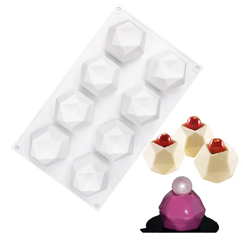 

Полигональная силиконовая форма для торта, 8 полостей, алмазный, форма для мусса, маффинов, шоколада, пудинга, десертов, инструменты для выпечки