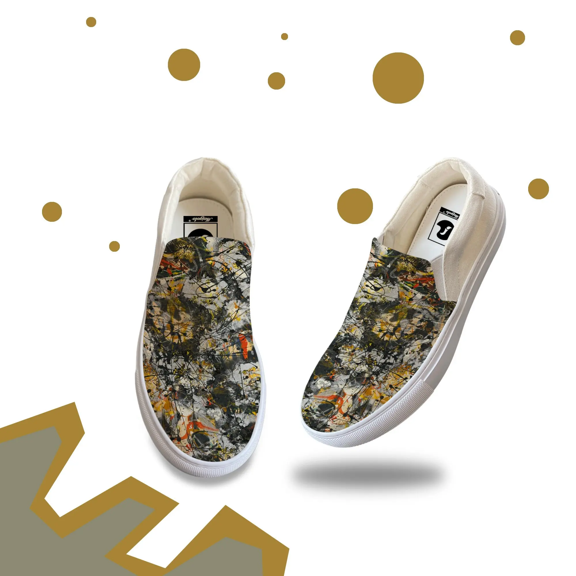 

Women Casual Slip-On Canvas Sneaker Oil Painting Custom Own Shoes Streetwear Rubber Sole Yellow New Fashion Luxury Shoes