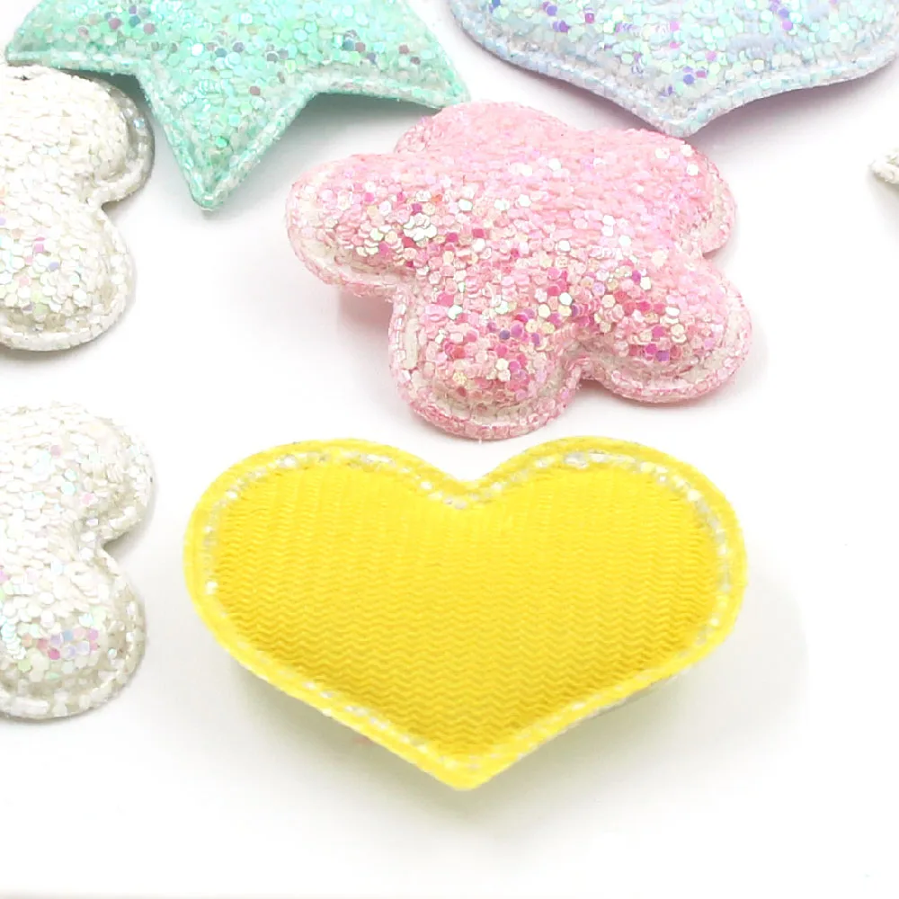 10 шт. 42x32 мм блестящие нашивки в виде сердца Аппликации клей на одежду блестки