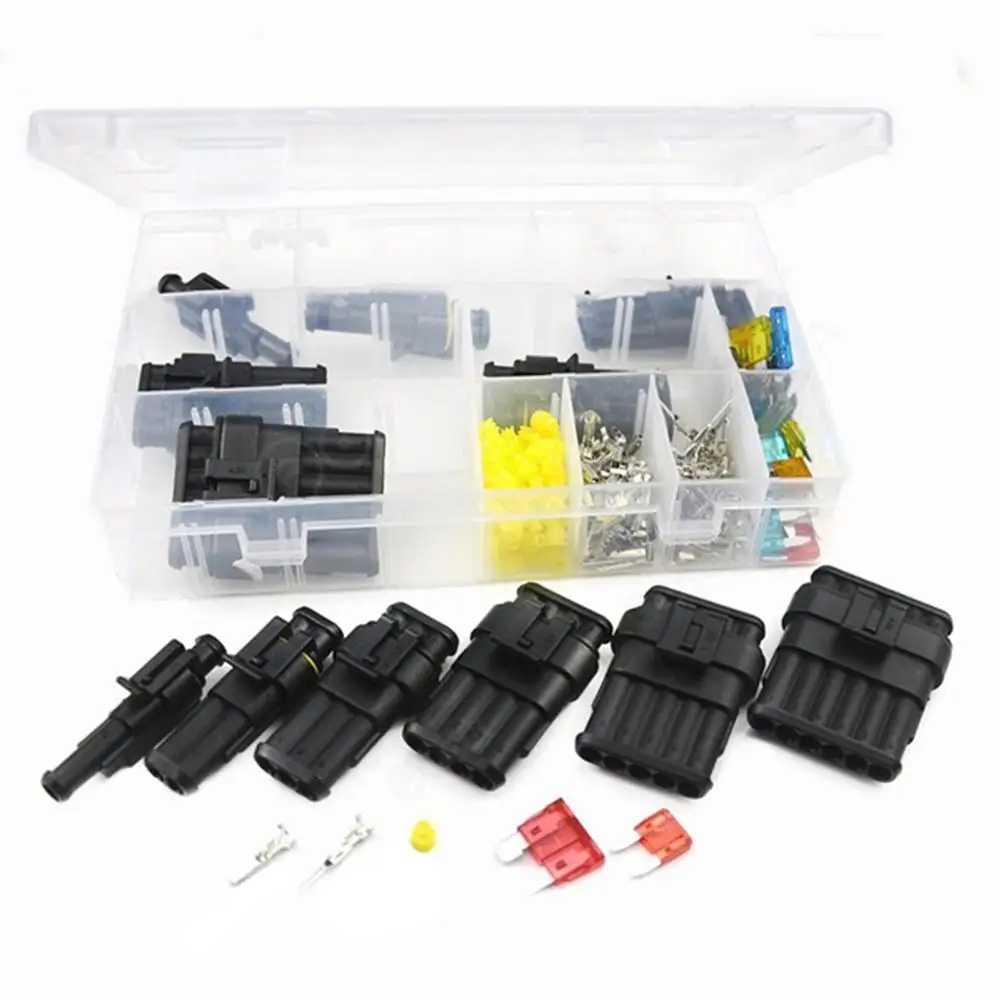 

240PCS Wiring Seat Car Waterproof Connector Male Female Pin/ Socket Wiring Spring Terminal Set for Cars Motorcycles Trucks Ships